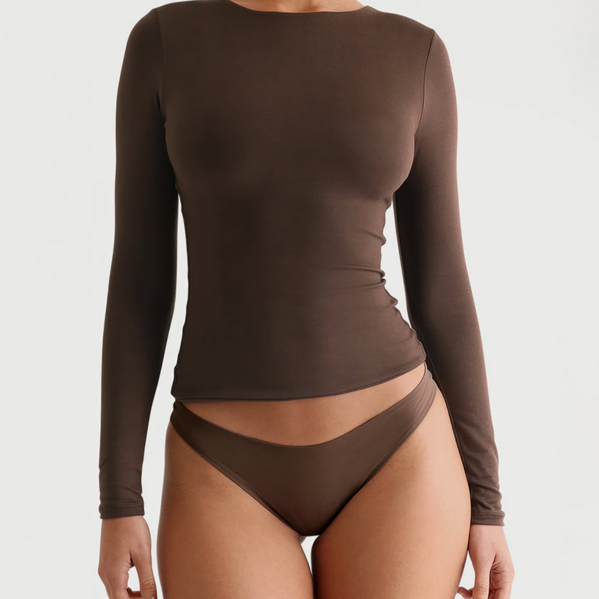 Crop top ajustado de manga larga