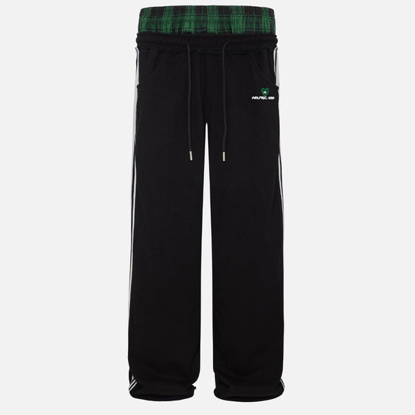 Pantalón ancho relajado con cintura contrastada