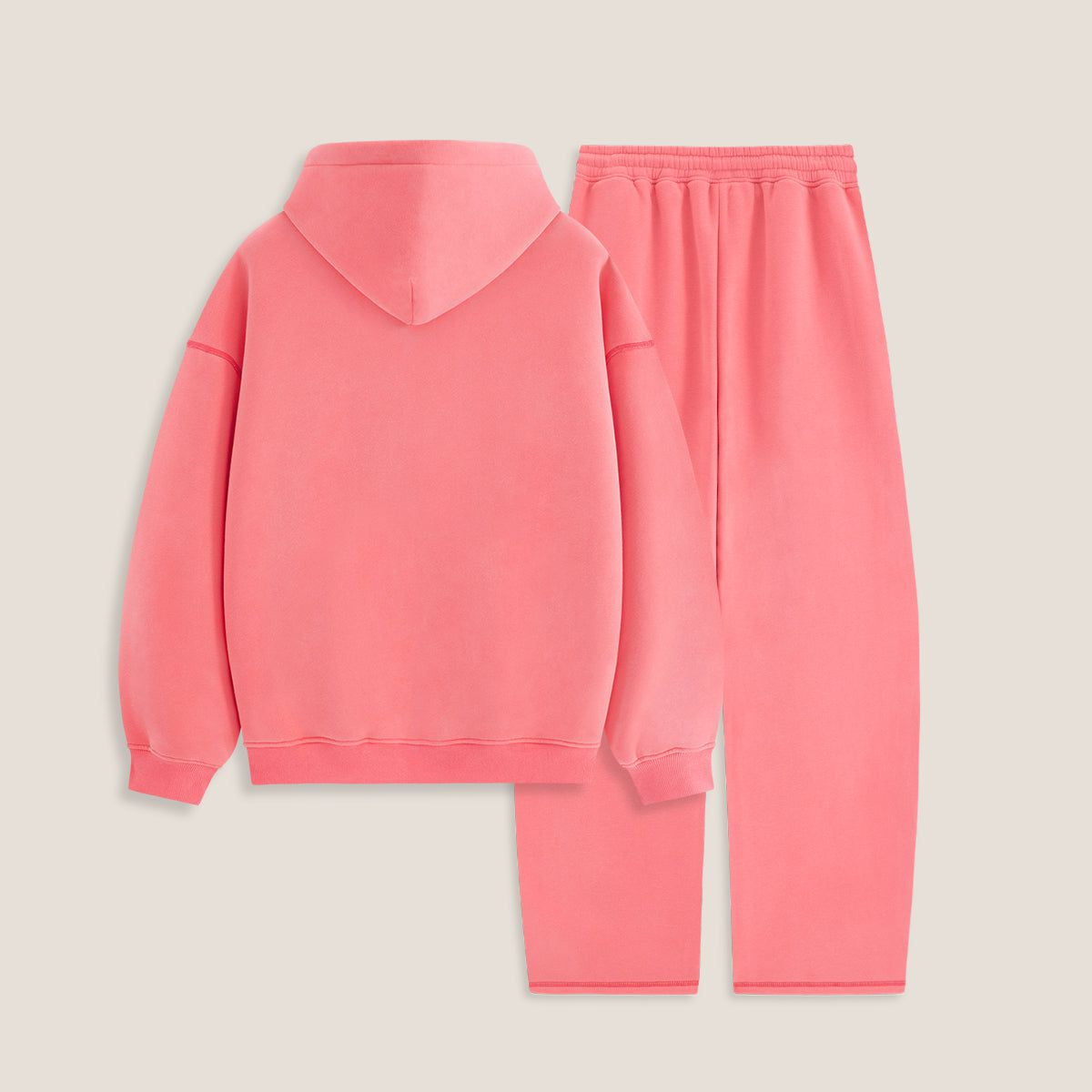 Conjunto de sudadera con capucha y pantalón baggy rosa