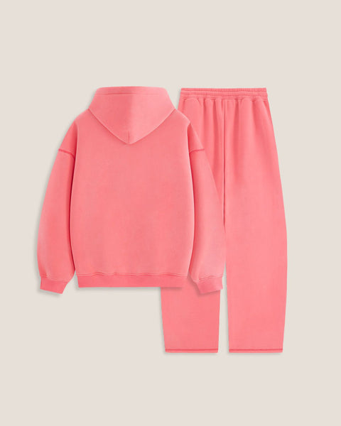 Conjunto de sudadera con capucha y pantalón baggy rosa