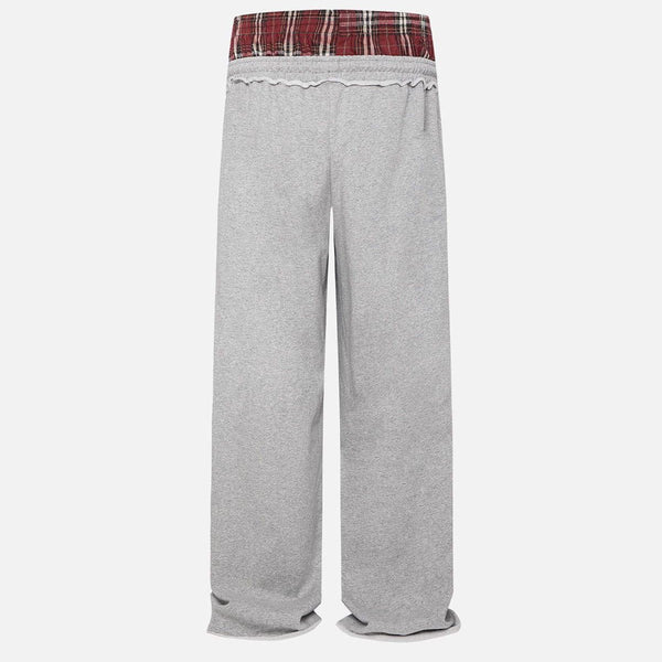 Pantalón ancho relajado con cintura contrastada