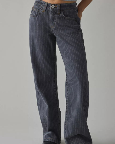 Vaquero recto de rayas finas