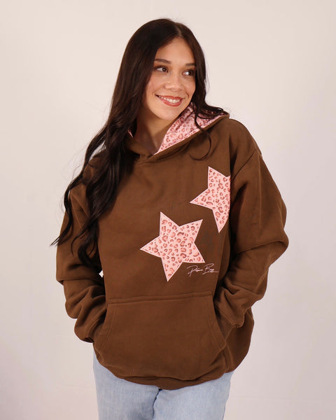 Sudadera con capucha y estrellas animal print