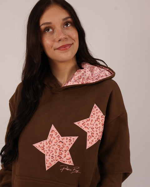 Sudadera con capucha y estrellas animal print