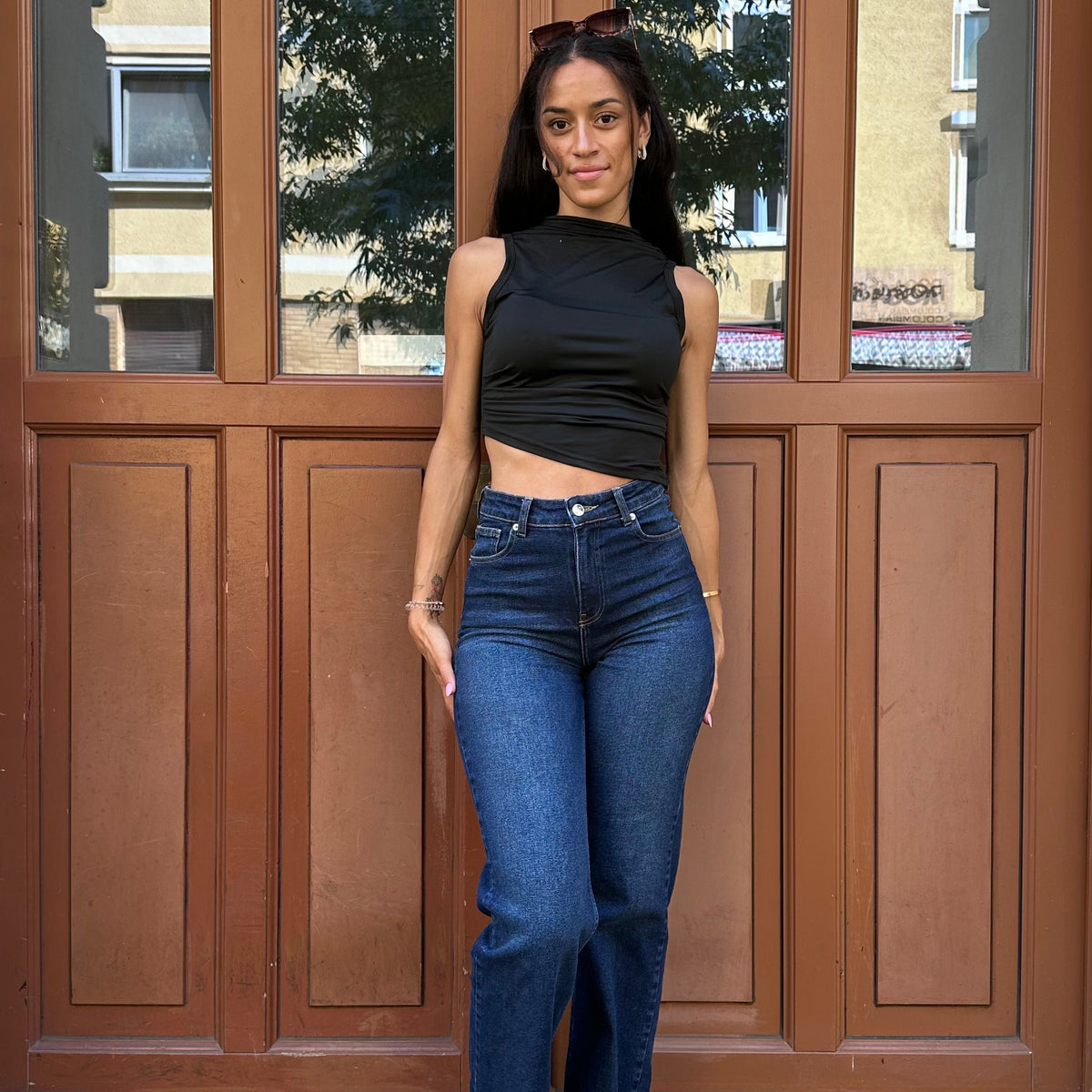 Jean de cintura baja corte recto