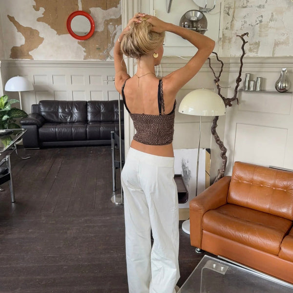 Pantalón recto fluido con cintura ajustable